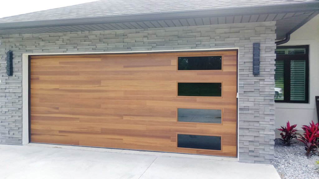 Beautiful Cedar Plank Garage Door with Tinted Glass